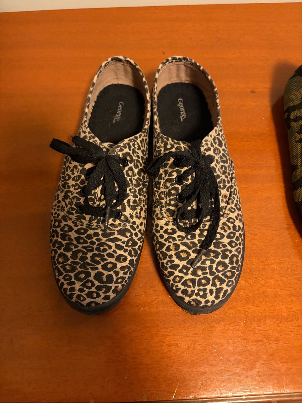 Leopard-Print Canvas Lace-Up Sneakers - Beige & Black